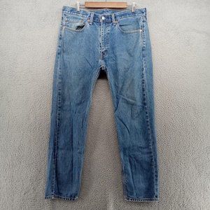 Levis 505 Jeans Mens 36x32 Blue‎ Light Wash Original Straight Leg Classic Denim